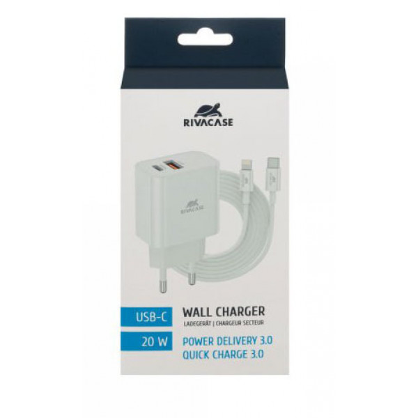 Фото - Мережевий зарядний пристрій RIVACASE 1 USB Type-C White (PS4102 WD5)
