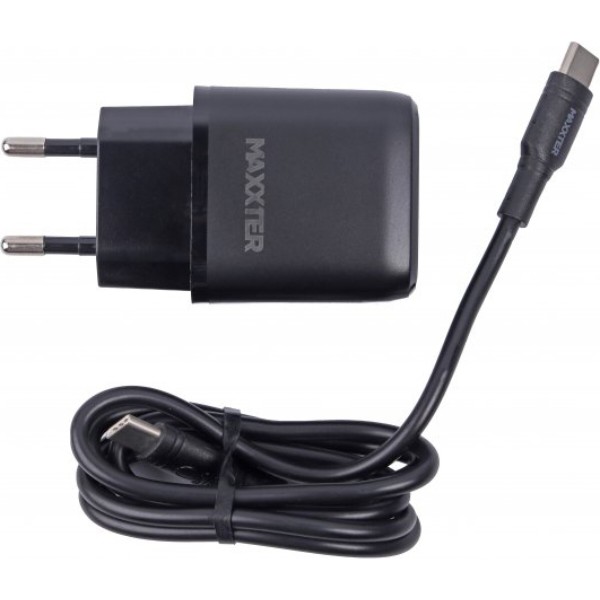Фото - Сетевое зарядное устройство Maxxter 1 USB-A + 1 Type-C + Кабель Type-C to Type-C PD 18W + QC 18W (WC-QCPD-CtC-01)
