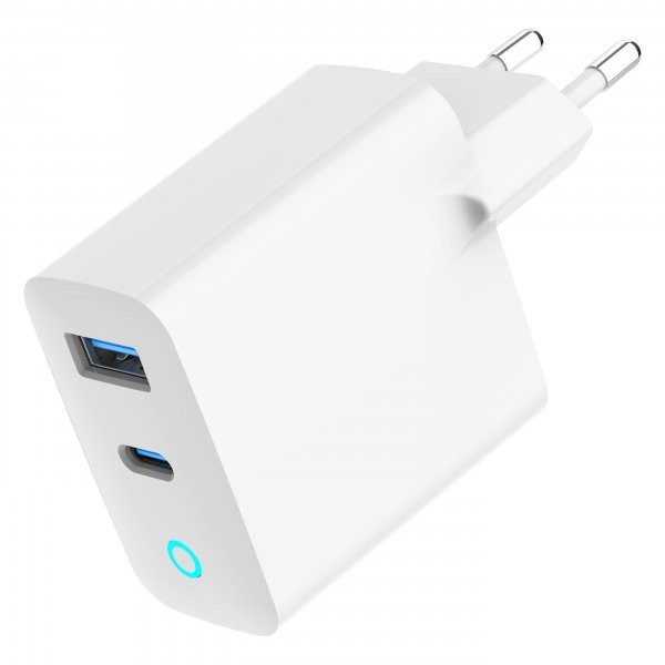 Фото - Мережевий зарядний пристрій Gembird 1 USB-A + 1 Type-C (TA-UC-PDQC30L-W-01)