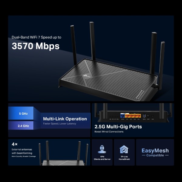 Фото - Маршрутизатор інтернет WiFi7 TP-Link Archer BE230