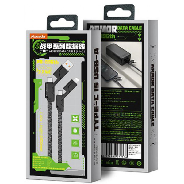 Фото - Кабель синхронізації даних Proda Azeada Armor PD-B96th Lightning 100W, Type-c USB to Type-C lightning 1,5 метри Black (PD-B96th-BK)