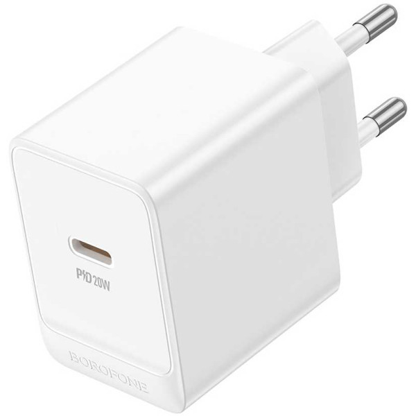 Фото - Мережевий зарядний пристрій BOROFONE BAS13A Erudite single port PD20W charger EU White (6941991104862)