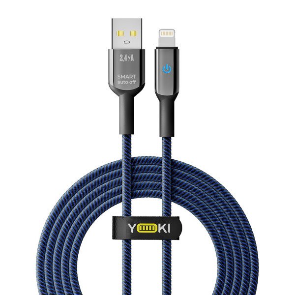 Фото - Кабель синхронізації даних YOKI SMART Lightning 2.4A 2m Black-Blue (YK-SM31)