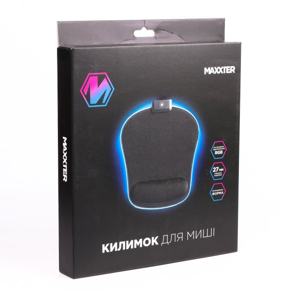 Фото - Килимок для миші ігровий Maxxter MMP-LEDPAD-BK