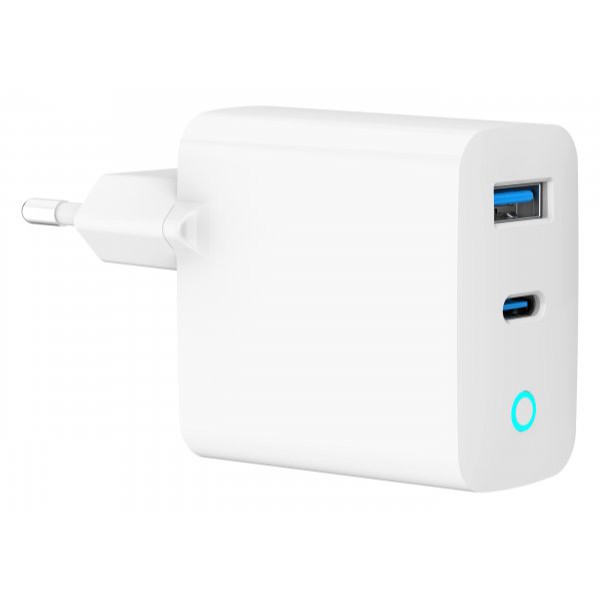 Фото - Мережевий зарядний пристрій Gembird 1 USB-A + 1 Type-C (TA-UC-PDQC30L-W-01)