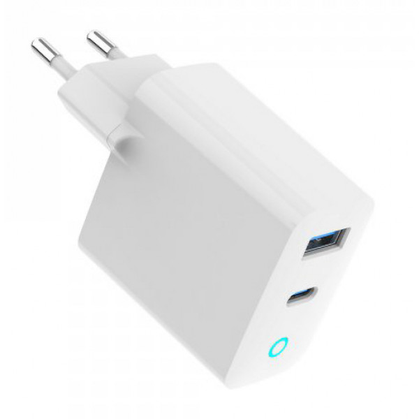Фото - Мережевий зарядний пристрій Gembird 1 USB-A + 1 Type-C (TA-UC-PDQC45L-W-01)