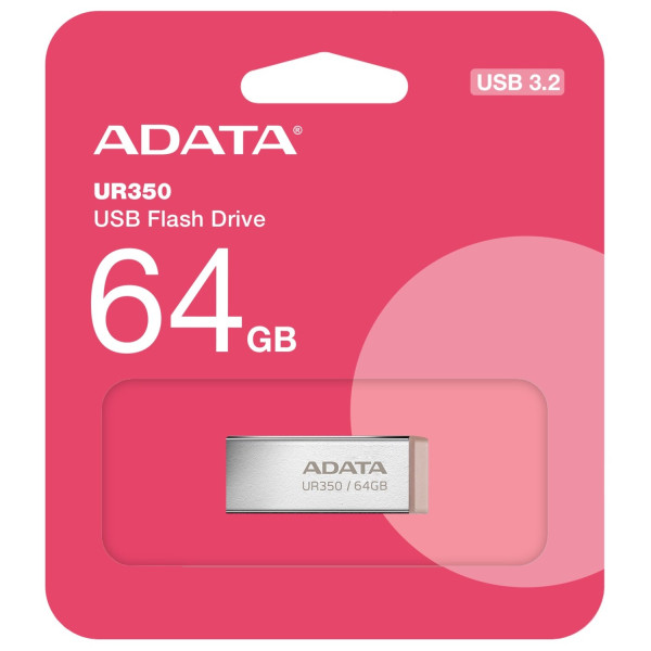 Фото - Флеш USB ADATA USB 3.2 UR 350 64Gb Silver/Beige (UR350-64G-RSR/BG)