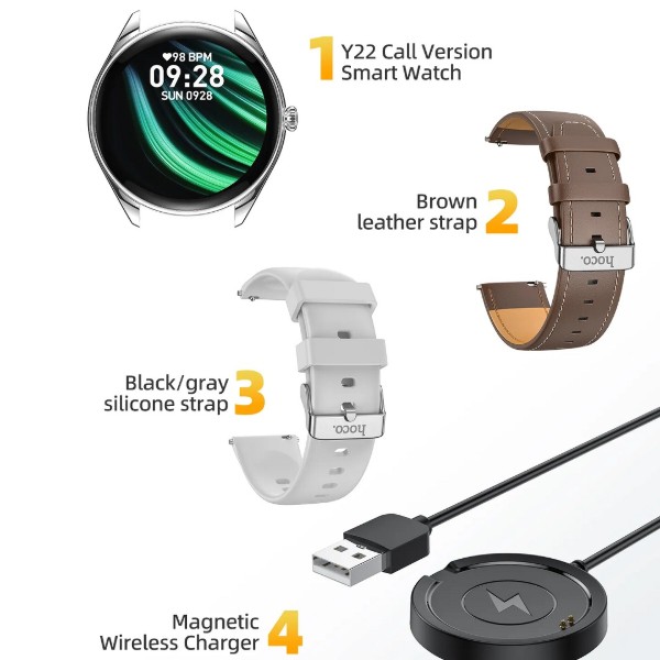 Фото - Смарт-годинник HOCO Y22 AMOLED Smart sports watch(call version) Silver (6942007628990)