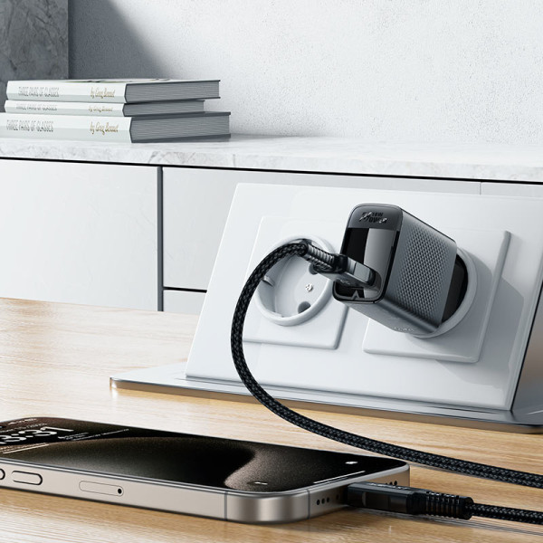 Фото - Мережевий зарядний пристрій AceFast A90 QC18W GaN single USB-A charger (EU) Black (6974316283249)