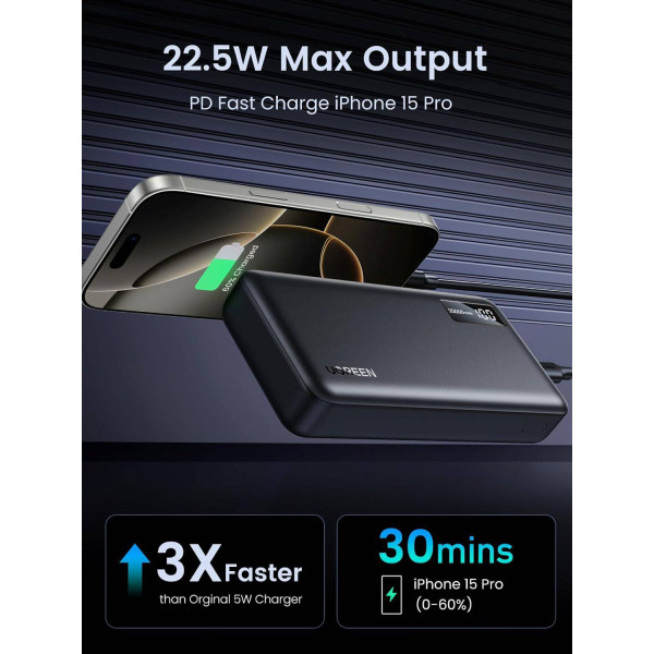 Фото - Батарея мобільна UGREEN 20000mAh 22,5W PD 2хUSB-A +2xUSB-C Black (884614)