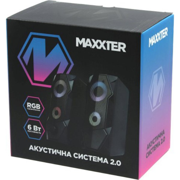 Фото - Компьютерная акустика компактная 2.0 Maxxter CSP-U002RGB Black