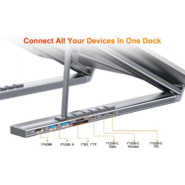 Фото - Подставка под ноутбук Choetech USB-C 7-в-1 (HUB-M48-GY)