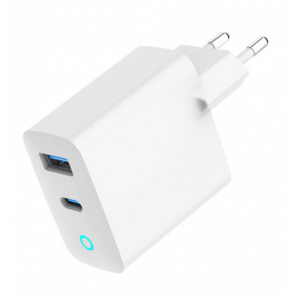 Фото - Мережевий зарядний пристрій Gembird 1 USB-A + 1 Type-C (TA-UC-PDQC45L-W-01)