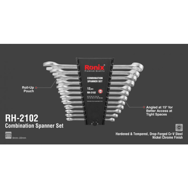 Фото - Набір гайкових ключів Ronix 12 шт. (RH-2102)