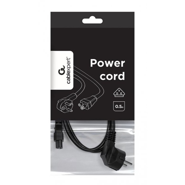Фото - Кабель питания Cablexpert CEE7/7-C5 0,5 м VDE 3х0.75 мм (PC-186-ML12-0.5M)