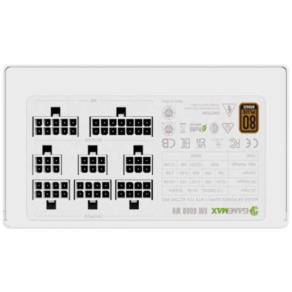 Фото - Блок живлення для ПК Gamemax GM 600B WH Fully-modular New