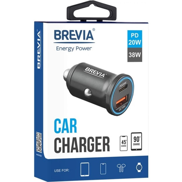 Фото - Автомобильное зарядное устройство Brevia ePower DualChargeLED 38W 1xUSB-C+1xUSB-A (46038CALB)