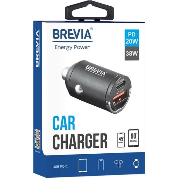 Фото - Автомобильное зарядное устройство Brevia ePower NanoMetal 38W 1xUSB-C+1xUSB-A (46038CAMB)