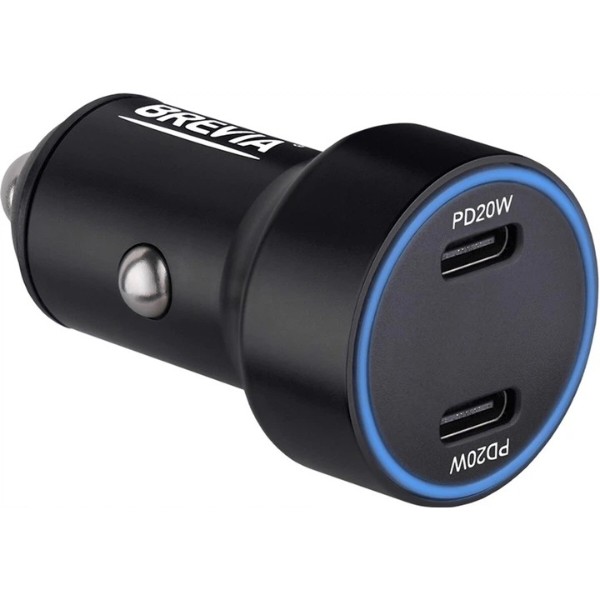 Фото - Автомобильное зарядное устройство Brevia ePower DualCharge Display 40W 2xUSB-C (46040DCLB)