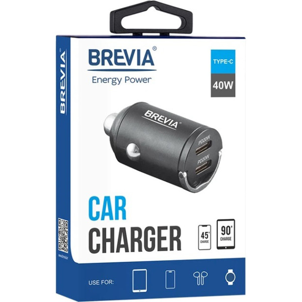 Фото - Автомобільний зарядний пристрій Brevia ePower NanoMetal 40W 2xUSB-C (46040DCMB)