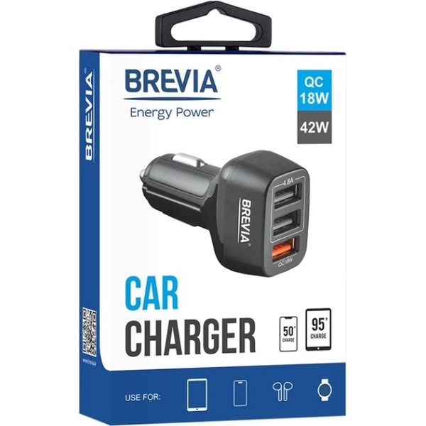 Фото - Автомобильное зарядное устройство Brevia ePower TriDrive 42W 3xUSB-A (46042TUB)