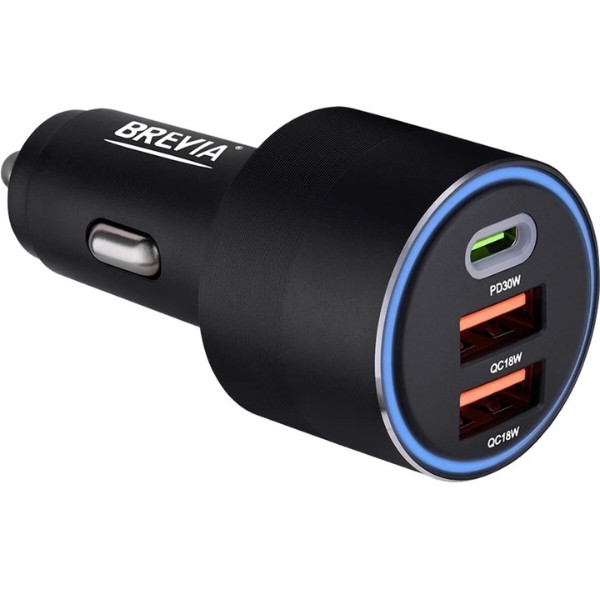 Фото - Автомобильное зарядное устройство Brevia ePower TriCharge 66W 1xUSB-C+2xUSB-A (46066DUCLB)