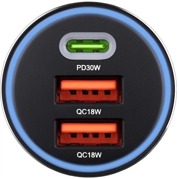Фото - Автомобильное зарядное устройство Brevia ePower TriCharge 66W 1xUSB-C+2xUSB-A (46066DUCLB)