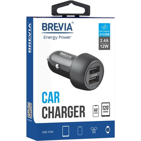Фото - Автомобільний зарядний пристрій Brevia ePower DualDrive 12W 2xUSB-A (46012DUB)