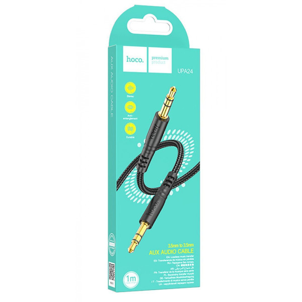 Фото - Кабель 3.5 мм - 3.5 мм HOCO UPA24 Smooth AUX audio cable Black (6931474789136)
