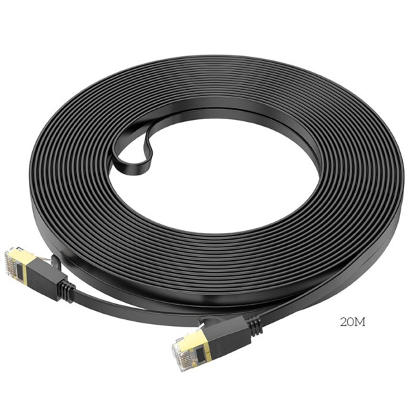 Фото - Кабель патч-корд HOCO US07 General pure copper flat network cable 20 м Black (6931474780720)