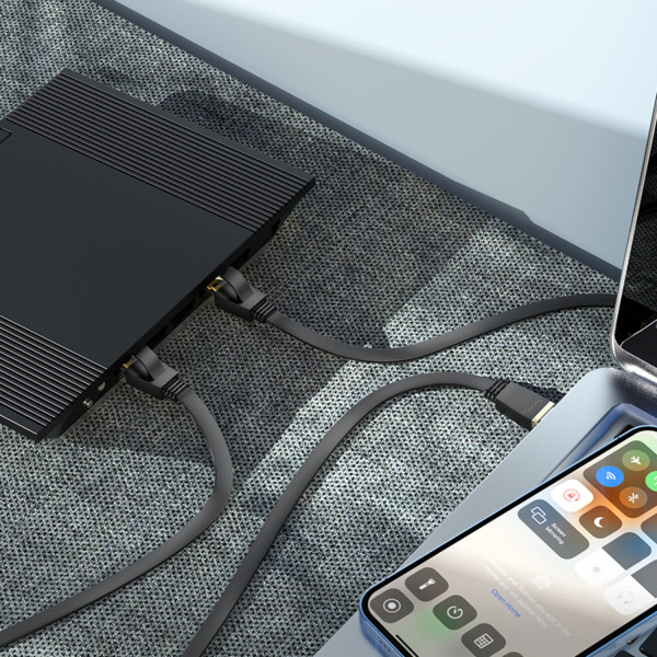 Фото - Кабель патч-корд HOCO US07 General pure copper flat network cable 20 м Black (6931474780720)