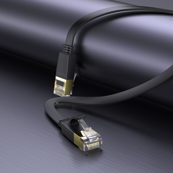 Фото - Кабель патч-корд HOCO US07 General pure copper flat network cable 20 м Black (6931474780720)