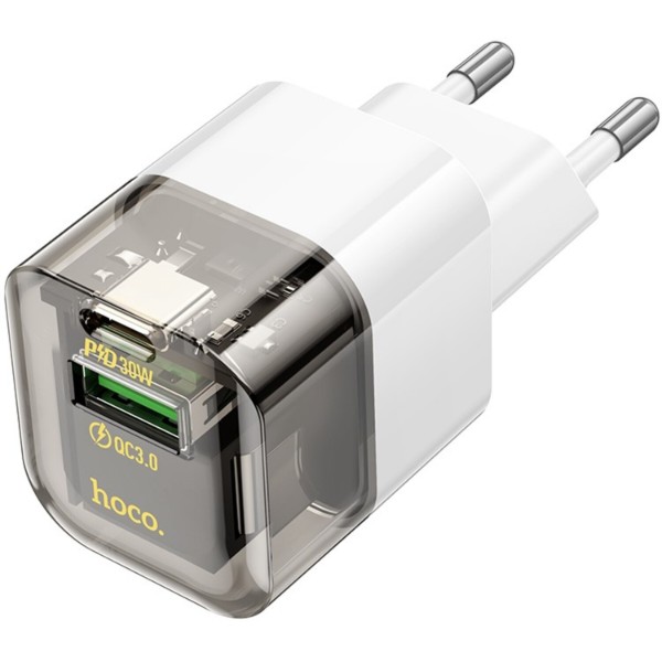 Фото - Мережевий зарядний пристрій HOCO C131A PD30W+QC3.0 charger(EU) Transparent black (6942007609821)