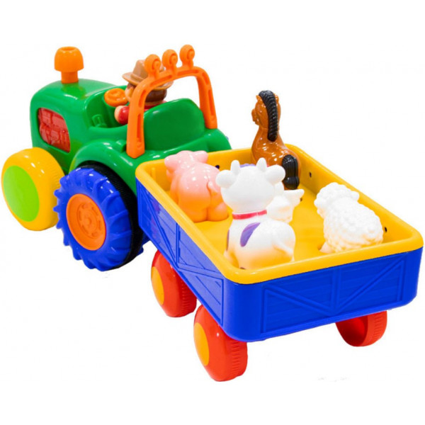 Фото - Базовий ігровий транспорт для малюка Kiddi Smart ТРАКТОР З ТРЕЙЛЕРОМ (063180)