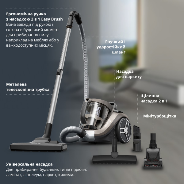 Фото - Пилосос для сухого прибирання без мішка Rowenta RO4B50EA Compact Power XXL