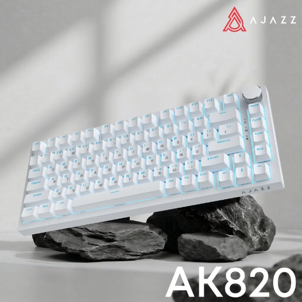 Фото - Клавиатура проводная игровая Ajazz AK820 Red Switch White USB-C (AK820-R-W)