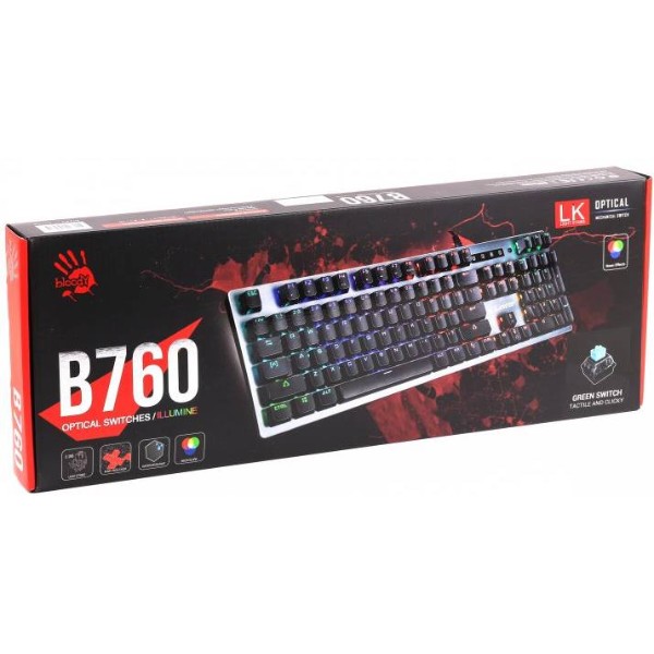 Фото - Клавиатура проводная игровая Bloody B760 (Grey) Green Sw