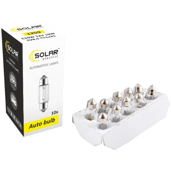 Фото - Автолампа Solar С10W 12V 10W SV8,5 T11x31 (1259)