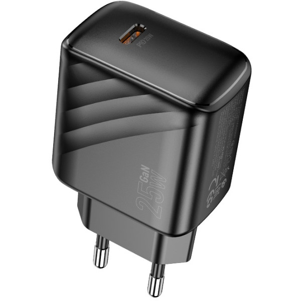Фото - Мережевий зарядний пристрій HOCO CS24A Puerto single-port PD25W charger (EU) Black (6942007639750)