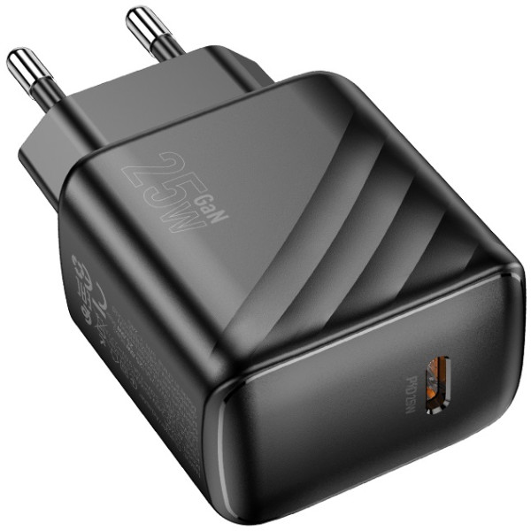 Фото - Мережевий зарядний пристрій HOCO CS24A Puerto single-port PD25W charger (EU) Black (6942007639750)