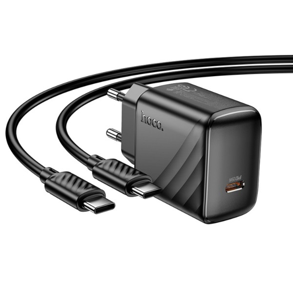 Фото - Мережевий зарядний пристрій HOCO CS24A PD25W charger set (C to C)(EU) Black (6942007639774)