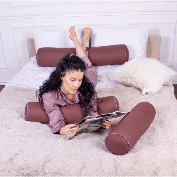 Фото - Подушка валик MirSon №8376 Naturale Line 19-1217 Chocolate Perla Tencel 70х20 см (2200006252443)