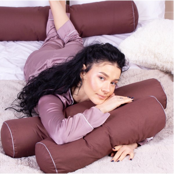 Фото - Подушка валик MirSon №8376 Naturale Line 19-1217 Chocolate Perla Tencel 70х20 см (2200006252443)