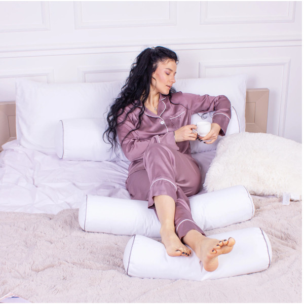 Фото - Подушка валик MirSon №8348 Naturale Line 11-2107 White Tencel 100х16 см (2200006250777)