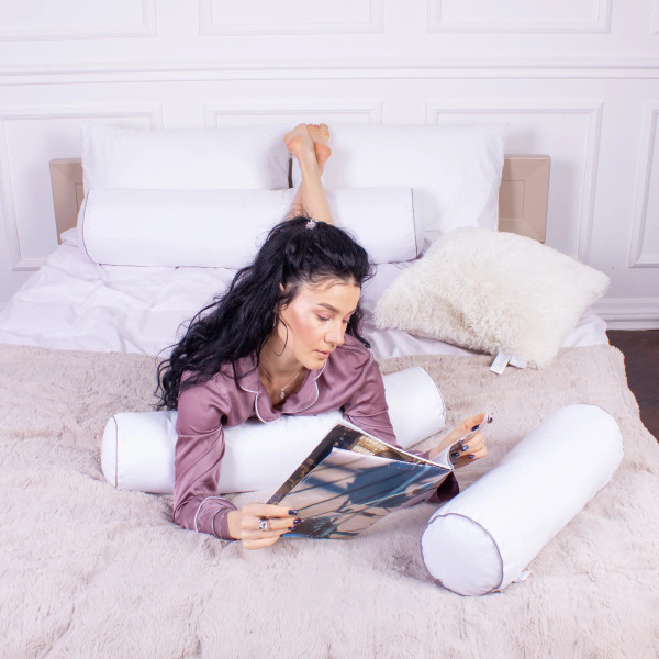 Фото - Подушка валик MirSon №8348 Naturale Line 11-2107 White Tencel 100х16 см (2200006250777)