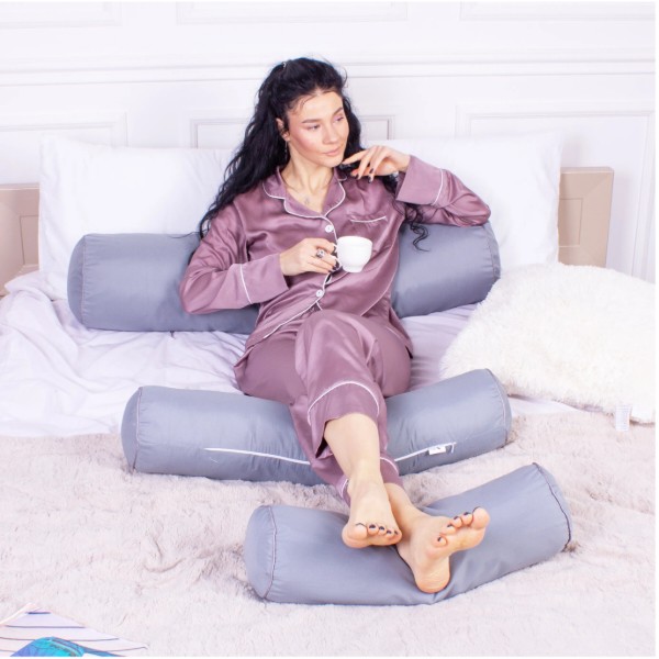 Фото - Подушка валик MirSon №8342 Eco Line Gray Tencel 100х16 см (2200006250418)