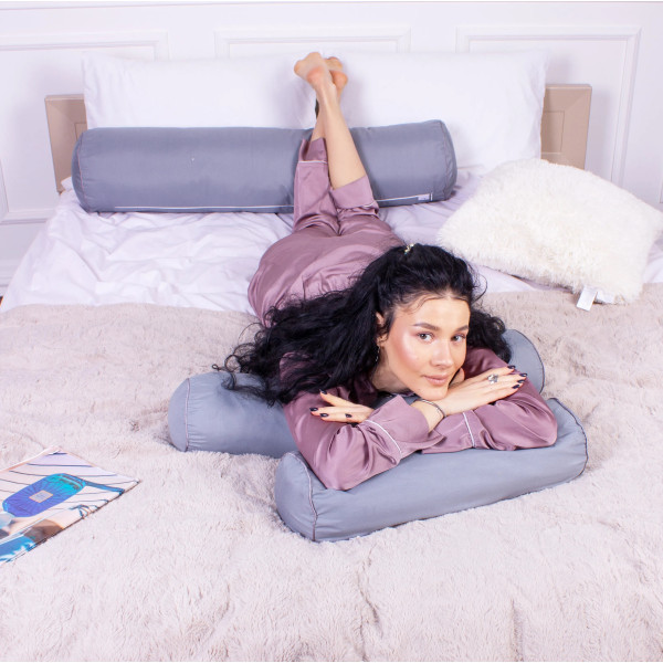 Фото - Подушка валик MirSon №8341 Eco Line Gray BamBoo 70х16 см (2200006250326)