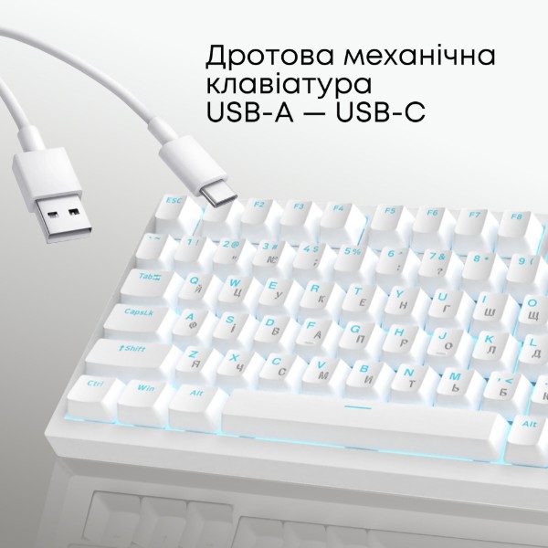 Фото - Клавиатура проводная игровая Ajazz AK820 Red Switch White USB-C (AK820-R-W)