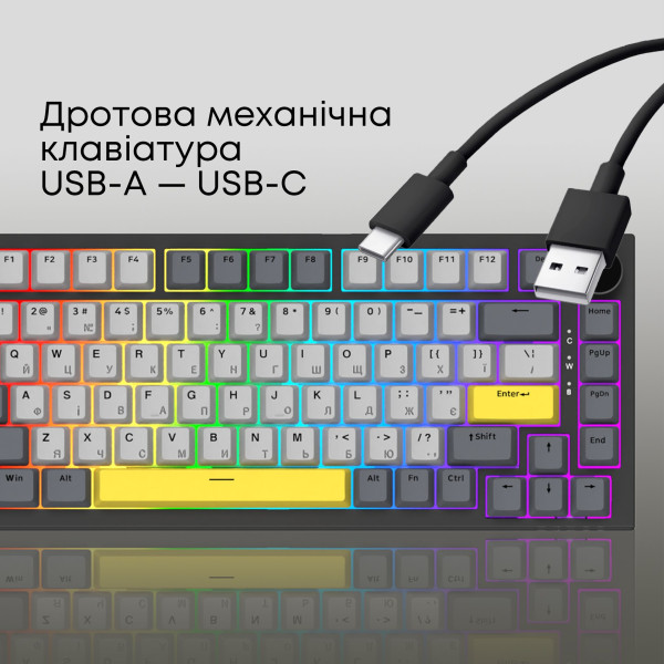 Фото - Клавіатура дротова ігрова Ajazz AK820 Sea Salt Switch Black USB-C (AK820-SS-BGY)