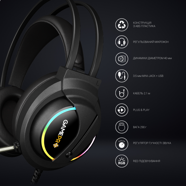 Фото - Гарнітура дротова ігрова GamePro Nitro (HS565)